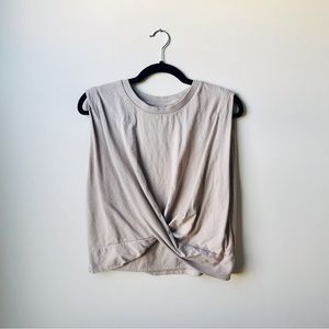 Gap Taupe Faux-Wrap Crop Tee (Size S)